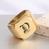 Europe, America 26 personalized English initials titanium steel ring male retro punk square 14MM gold trendy male wholesale