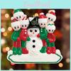 Whimsical Personalized Snowman Family Alloy Christmas Hanging Ornament For Seasonal Decor