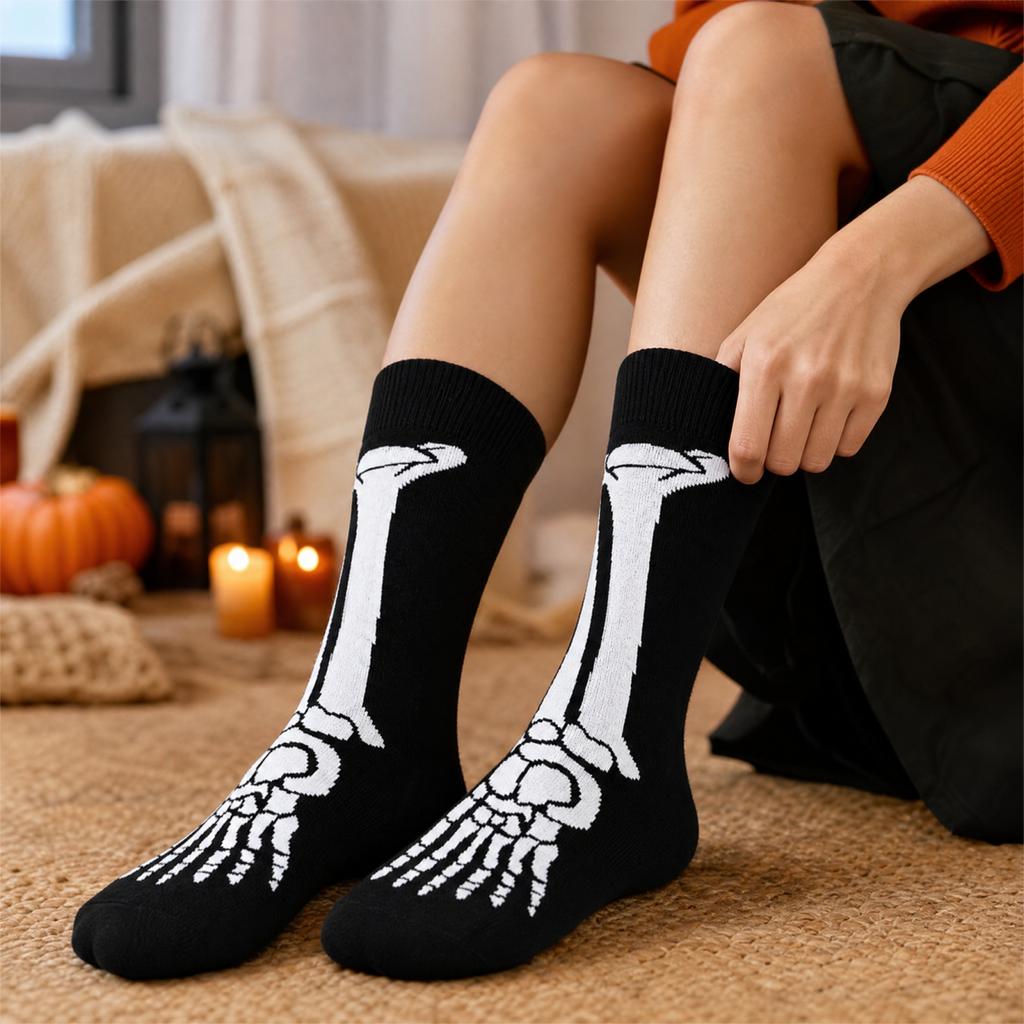 Halloween Pattern Print Casual Mid-Calf Socks for Men Women