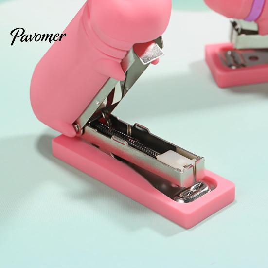 Easy Use Stapler for Daily Homework Mini Cartoon Stapler, Cute Pig Shape, Portable Lightweight PVC Pencil Case Shell Binding Tool, Handheld School And