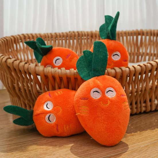 Plush Carrot Dog Toy Cute Squeaky Carrot Dog Chew Toy Soft Puppy Teething Toy for Dogs Anxiety Relief Interactive