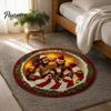 Round Christmas Area Rug Rug, 3D Optical Illusion Floor Mat with Santa Candy Cane Print, Non-Slip Stain Resistant Carpet for Living Room Bedroom