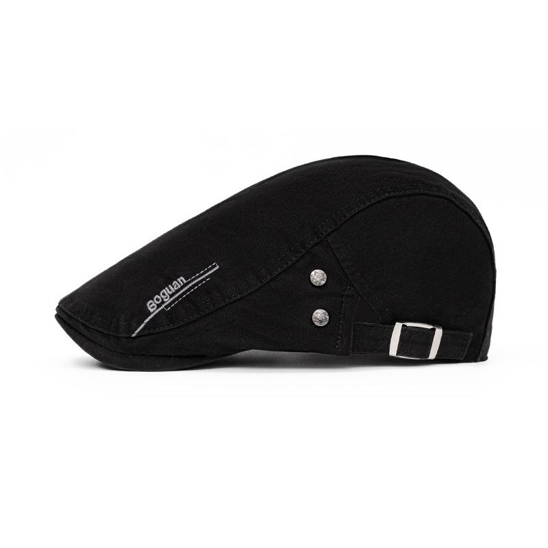 Spring Summer Peaked Cap Men's Letter Embroidered Forward Cap Cotton British Beret Newsboy Cap