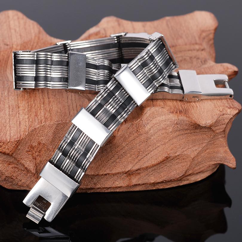 316L Stainless Steel Man Bracelet for Men Men's Silicone Bracelets & Bangles Fashion on Hand Chain Jewellery Adjustable Armband