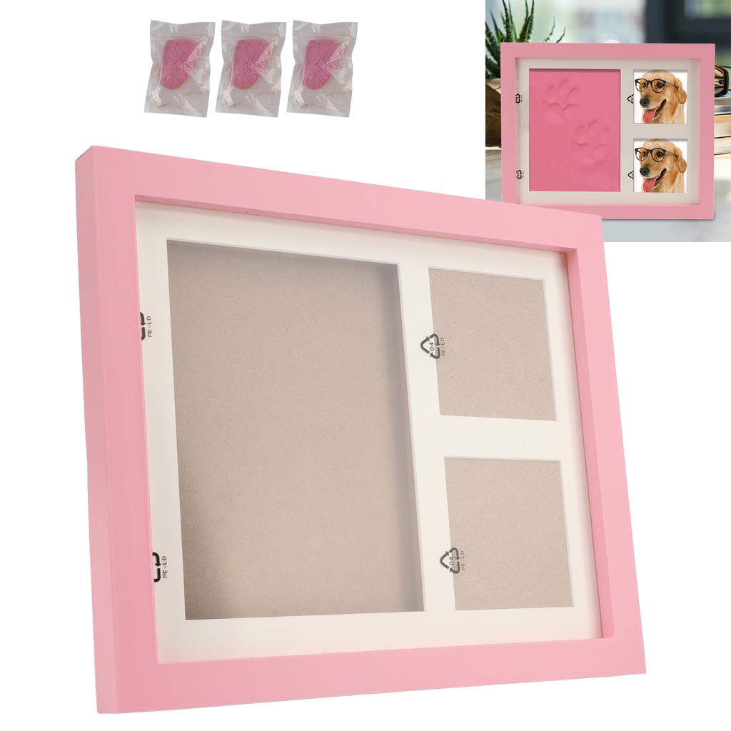 Dog Cat Paw Prints Pet Wall Frame Paw Print Kit for Dog Owner Cat Owner Pet LoversPink Mud Pink Frame