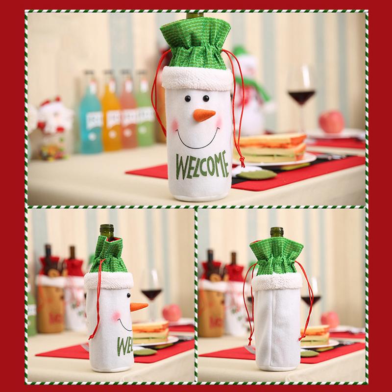 Set capac pentru sticle de vin de Crăciun Om de zăpadă Moș Crăciun pungi pentru sticle de vin țesute pentru petrecerea de Crăciun Decoratiuni pentru masă Cadouri de Anul Nou