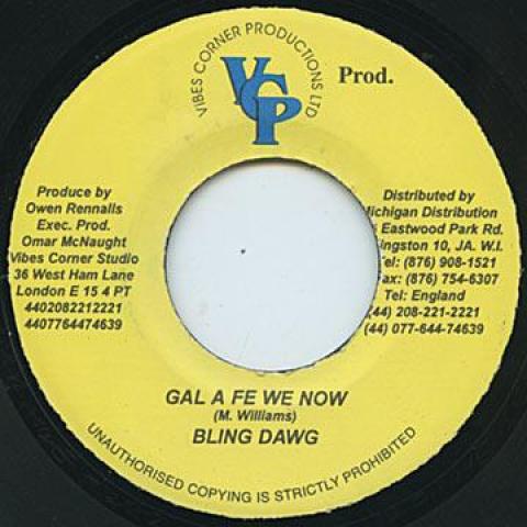 7inch Record BLING DAWG - Gal A Fe We Now / Version Vibes Corner 2001 Jamaica Reggae, Ska & Dub