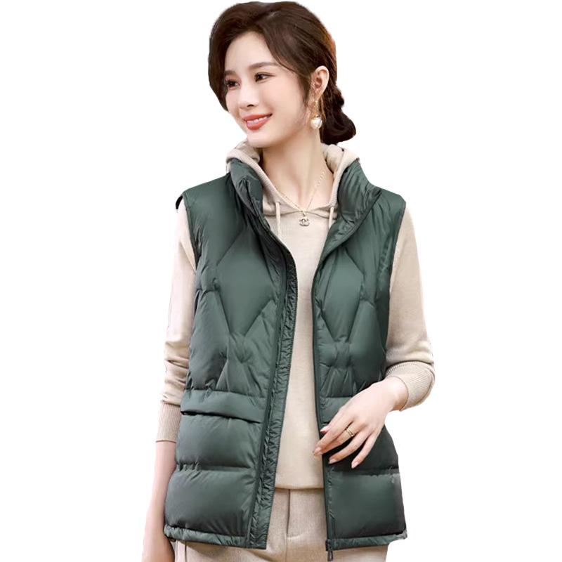 Down vest women's outer wear 2024 winter new fashion stand-up collar pressure glue to keep warm and thin mother trend back