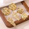 Fashion Stainless Steel Flower Irregular Earrings Exaggerated Hypoallergenic Hammered Texture Stud Earrings for Women