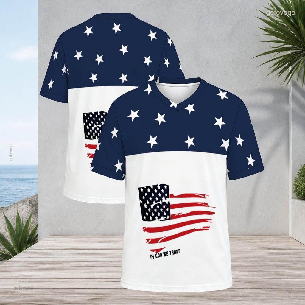 Men s Plus Size V Neck Short Sleeve White T Shirt Black Polka Dot Printed Pullover Straight Hem