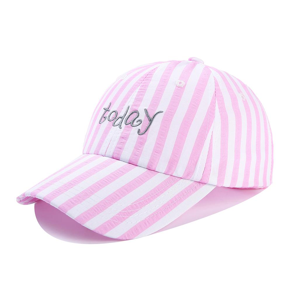 Striped Small Fresh Sun Cap Today Letter Embroidered Bow Back Tie Strap Baseball Cap Female