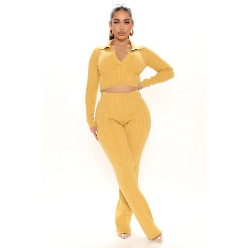 

Весна Новинка Экспорт Европейская и Американская Женская Одежда Вязаные Брюки, Подчеркивающие Фигуру Yellow S: Waist 56-66