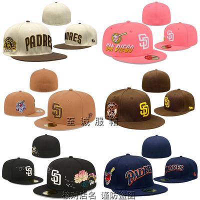 Fully Enclosed Major League Baseball Stadium SD Padres Baseball Cap for Men and Women, Embroidered Flat-brim Cap, Non-adjustable Street Dance Hat