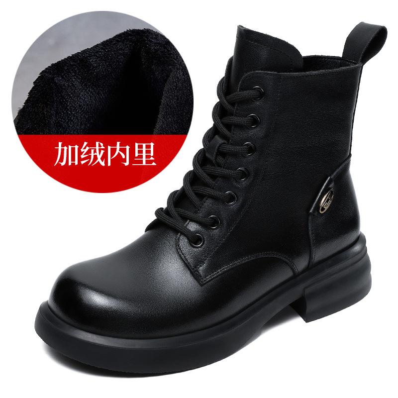 Women's Boots New Autumn and Winter Leather Martin Boots British Retro Short Boots