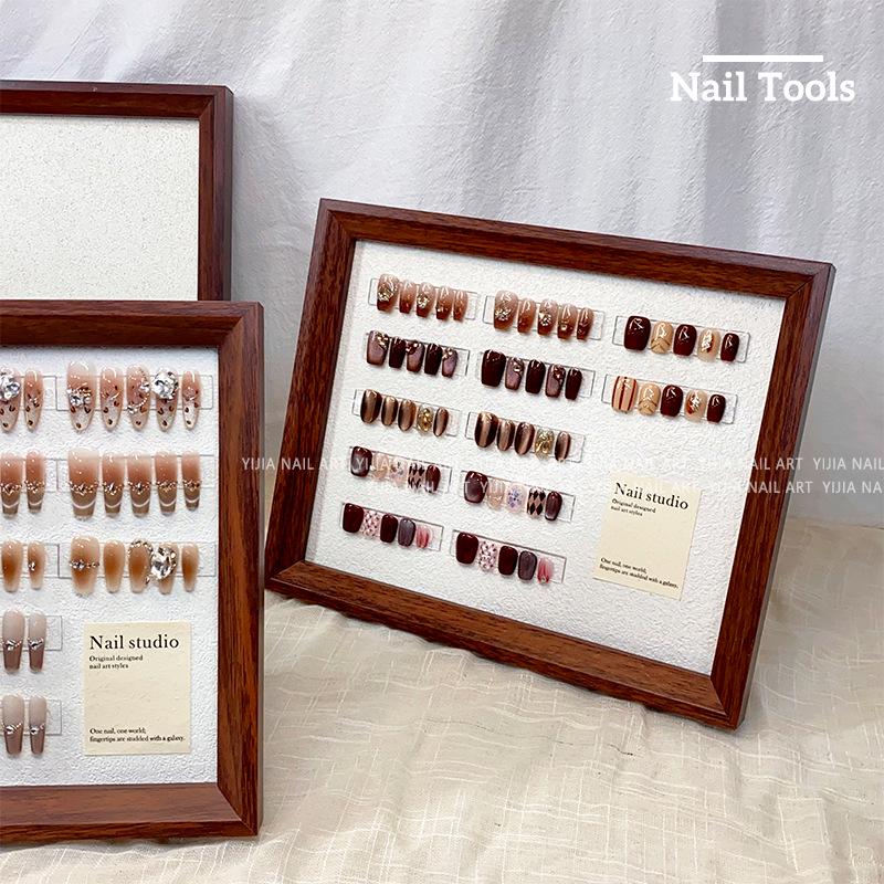 Vintage Walnut Manicure Display Board: Large Photo Prop for Salon