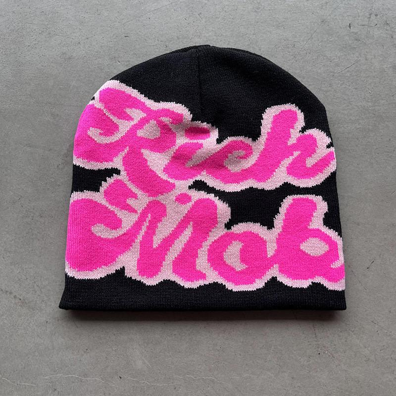 Blocked Simple Color Letter Pattern Neutral Casual Warm Knitted Hat For Autumn