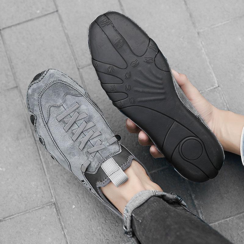 New Spring and Summer Leisure Leather Shoes Men's Leather Soft Bottom Leather Shoes Breathable Non-Slip Slip-on Men's Shoes