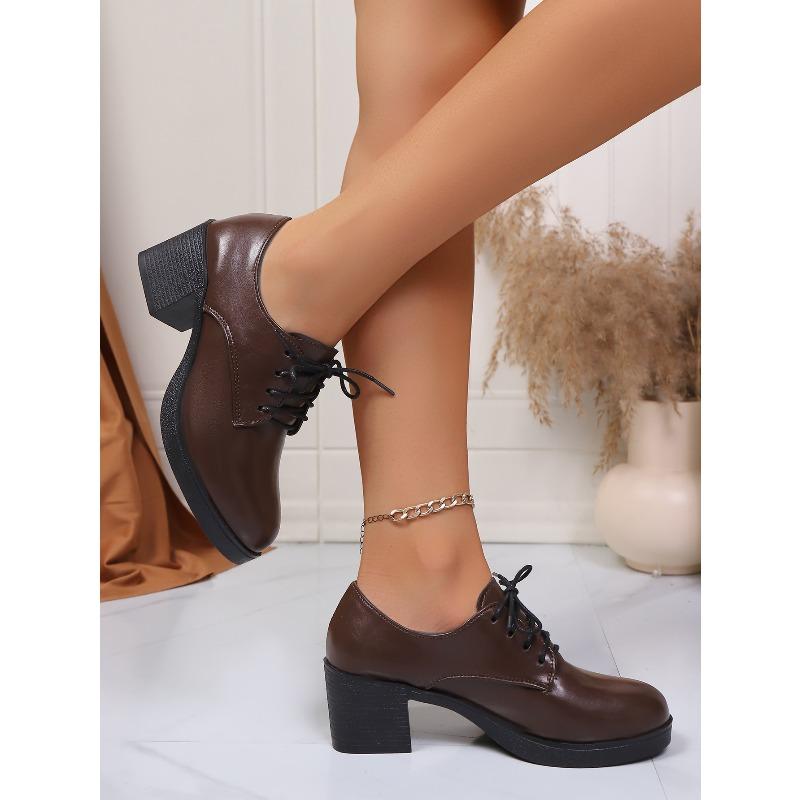British Style Mid-heel Professional Single Shoe Women's 2025 Autumn New Lace-up Leopard Print Plus-size Retro Leather Shoes