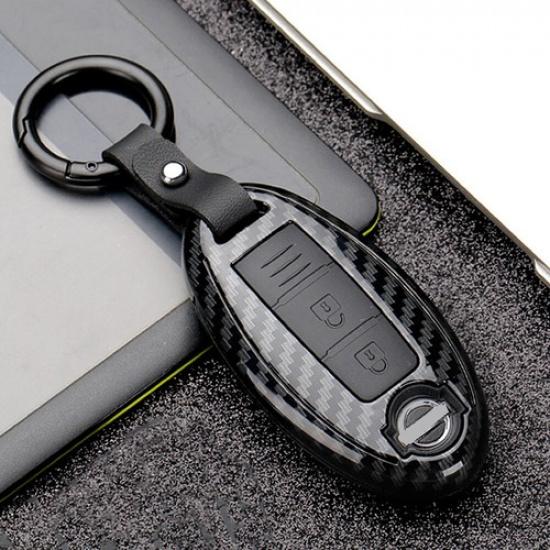 Remote Key Fob Shell Cover Case For Nissan Qashqai Pulsar Carbon Style Key Ring