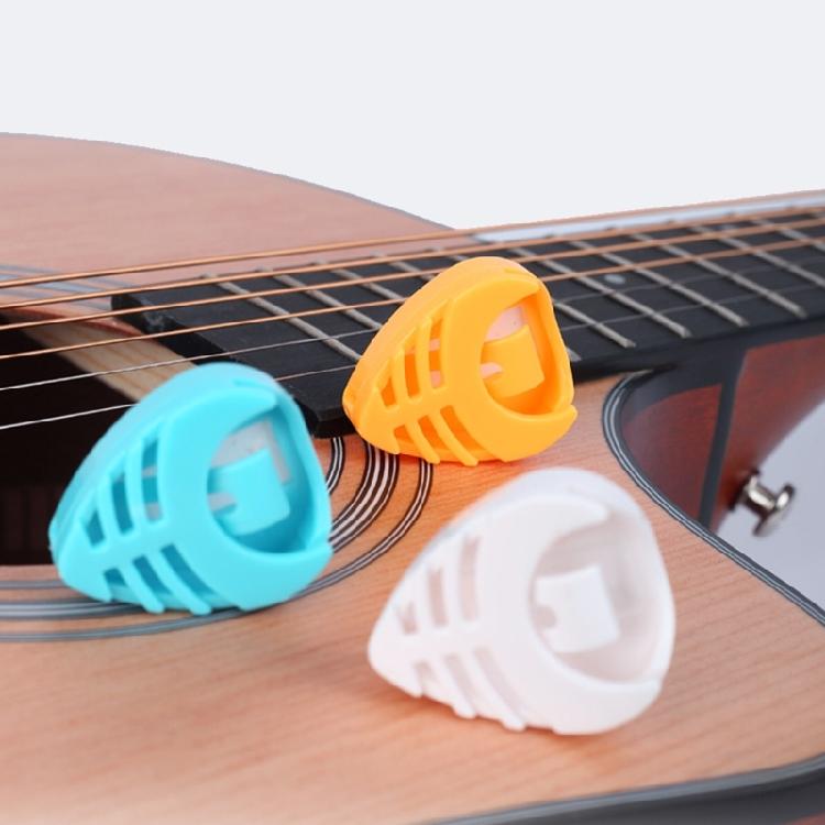 6 sztuk Trójkątny Uchwyt na Kostki do Gitary z Samoprzylepnym Tyłem i Sprężynowym Plastikowym Klipsem na Kostkę Gitarową Wytrzymały