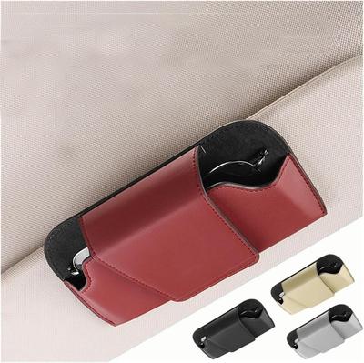 Sun Visor Glasses Holder Premium Leather Wear-Resistant Sunglasses Protective Box Auto Eyeglasses Storage Case