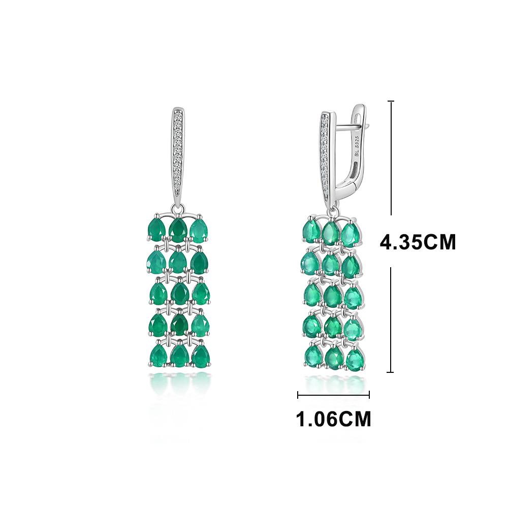 Ohrringe mit langem Verschluss, natürlicher grüner Achat-Edelstein, 925er-Sterlingsilber, modischer und luxuriöser Schmuck für Damen, Hochzeit, Blumenstrauß und Partys als Geschenk