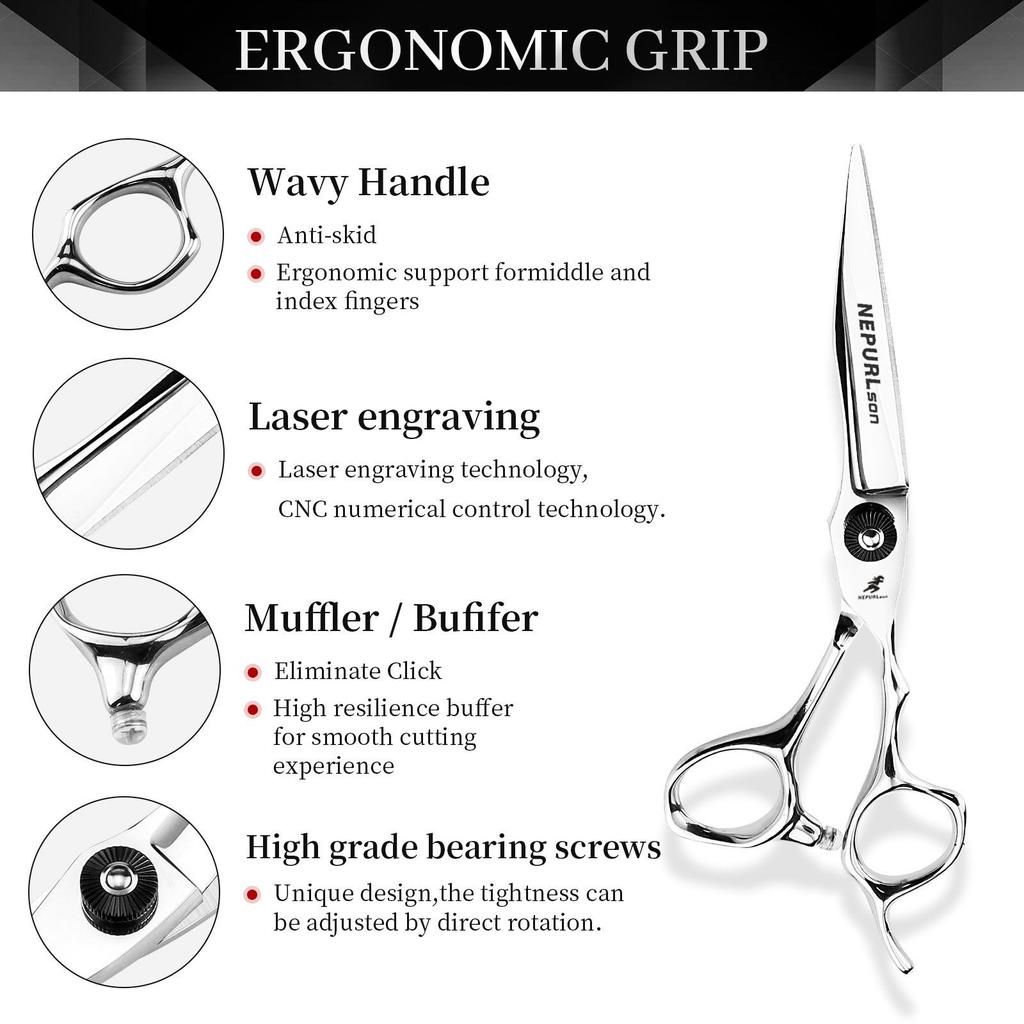 6-inch Napson Black Gem Double-Sided Sword Hairdressing Shears