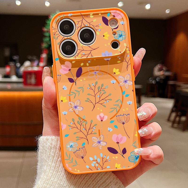 Mädchen Blumenmuster Hülle Für iPhone 17 Pro Max Funda iPhone 16 15 14 13 Pro Max Magnetisch Für Magsafe Hybrid Schlank Mattes Cover