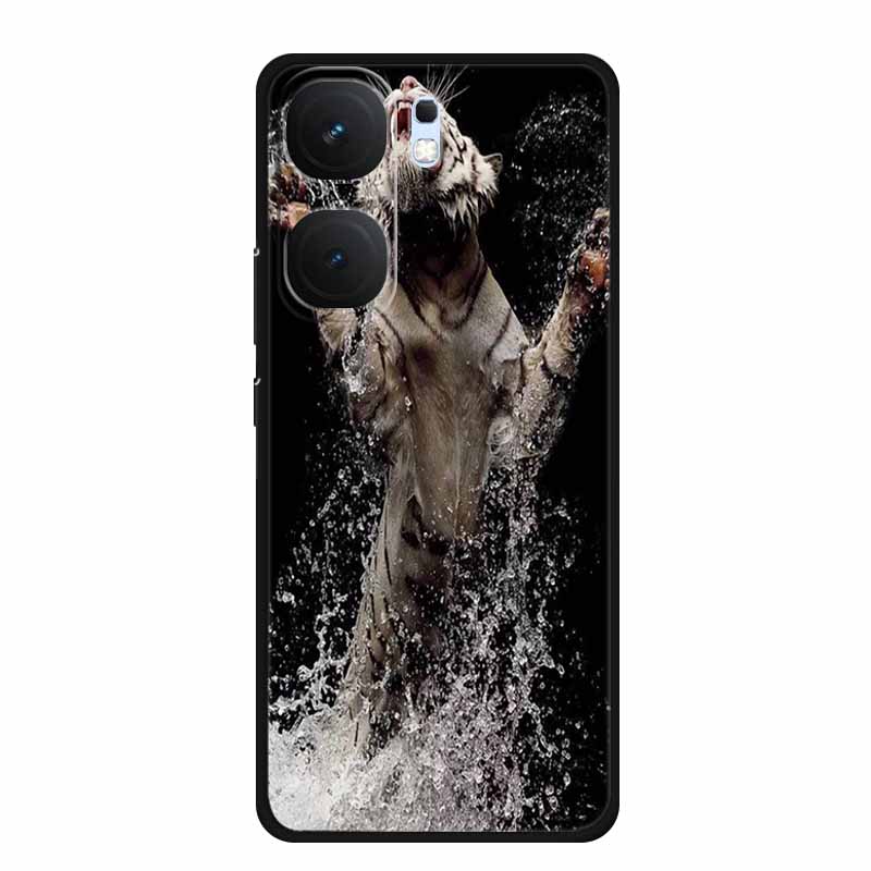 For Vivo iQOO Neo9 Pro Case TPU Silicone Soft Back Cover for Vivo iQOO Neo9 Neo 9 Black Fashion Cool Animals Coque Lion Tiger