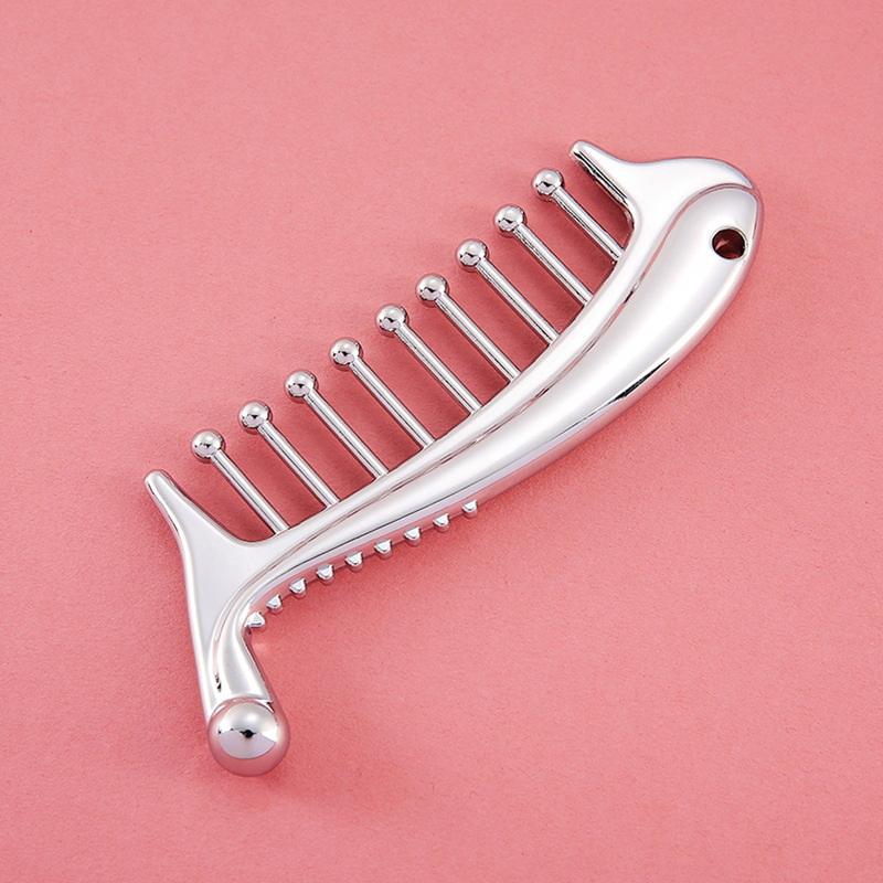 Manual Scalp Massager Head Comb Stainless Steel Portable Gua Sha Facial Tool for Blood Stress Relief