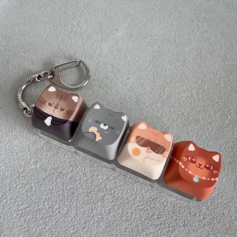 Cute Cat Mechanical Keyboard Switch Tester Kawaii Keycap Keychain Quiet Fidget Toy for Office Work Stress Relief