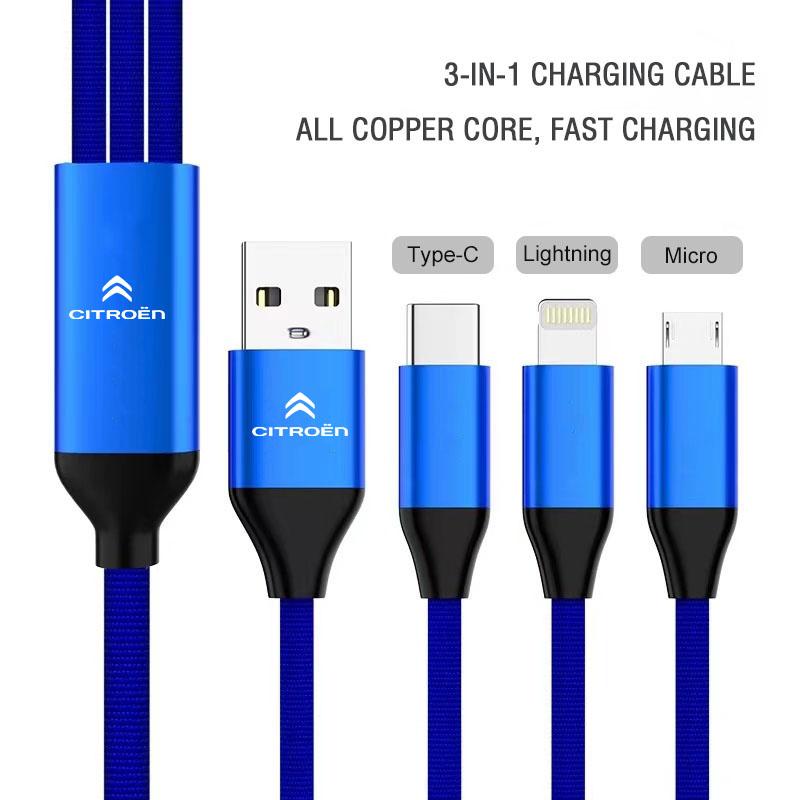 ASX2 3A Car Inside USB C Cable Super Fast Charging Micro Type C For Citroen C3 C5 C5X C4 X e-C3 C-Elysee Berlingo C1 C-Crosser C6 C2