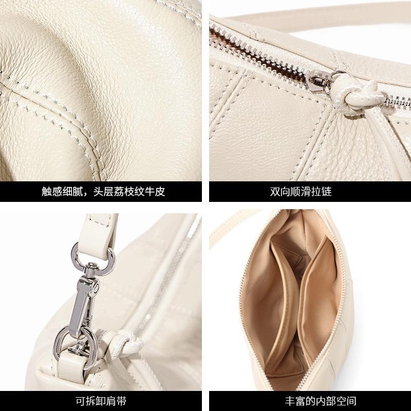 Hot-selling Women's Bags New First-layer Cowhide Dumpling Bags Niche Design Croissants Fashionable and Simple Shoulder Bags Women