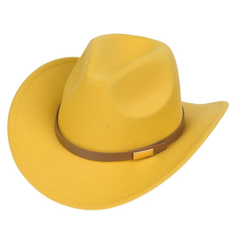 Western Cowboy Top Hat Spring And Autumn New Jazz Hat Big Brim Pentagram Belt Accessories Felt Hat Men And Women