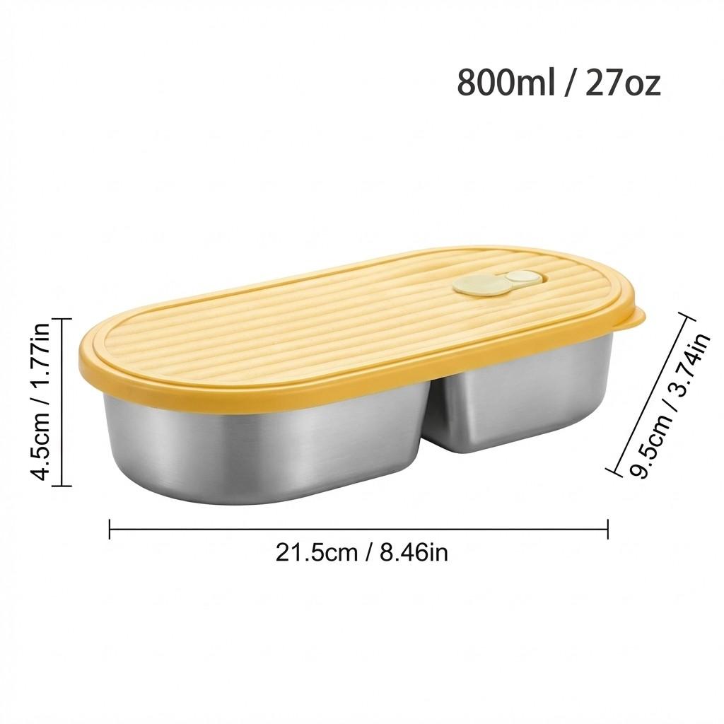 1/2pcs Portable Bento Lunch Box 800ML 304 Stainless Steel Divided Bento Box With Lid Microwave Safe Leak-proof Food Container