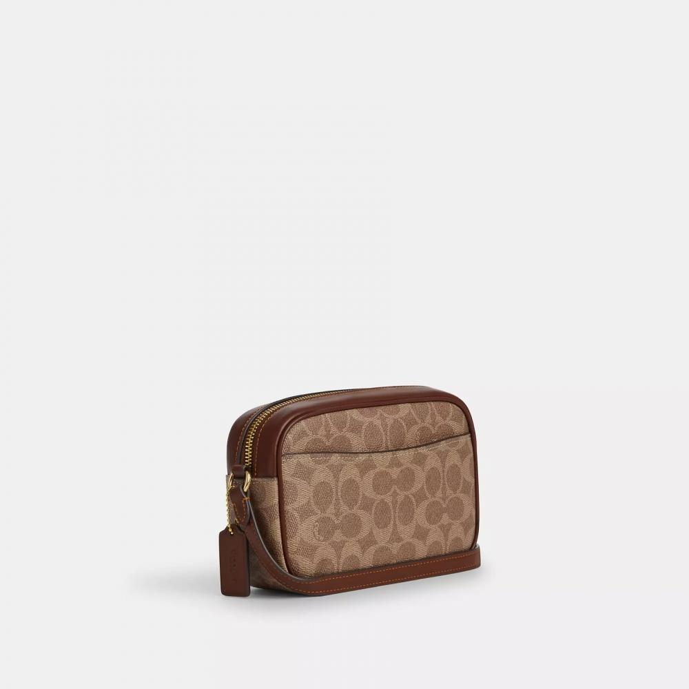 Coach MIni Jamie Camera Bag In Signature Canvas Gold Walnut Black