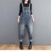 Pantaloni allacciati con bretelle in denim artistico da donna, pantaloni larghi e larghi retrò, pantaloni alla moda casual Haren, estate e autunno