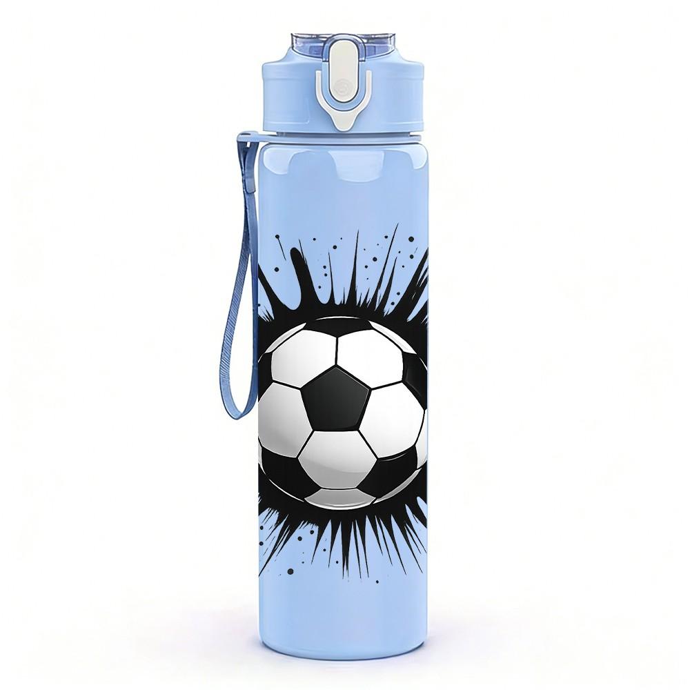1PC Explosion Effect Soccer Ball Art 750ml Color Plastic Sports Water Bottle Leakproof Flip Straw Lid Suitable for Sports Office Home Use