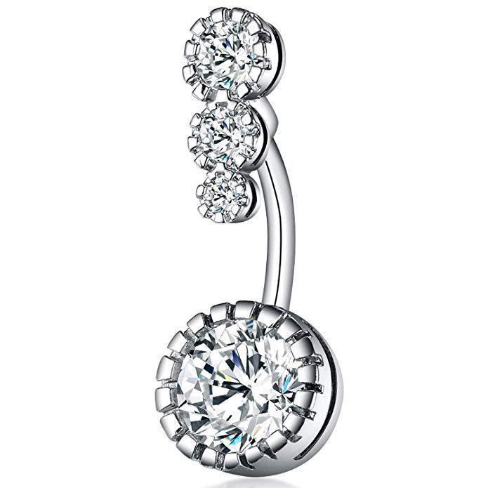 Retro Stainless Steel Titanium Belly Button Ring with Double Handcuffs Design