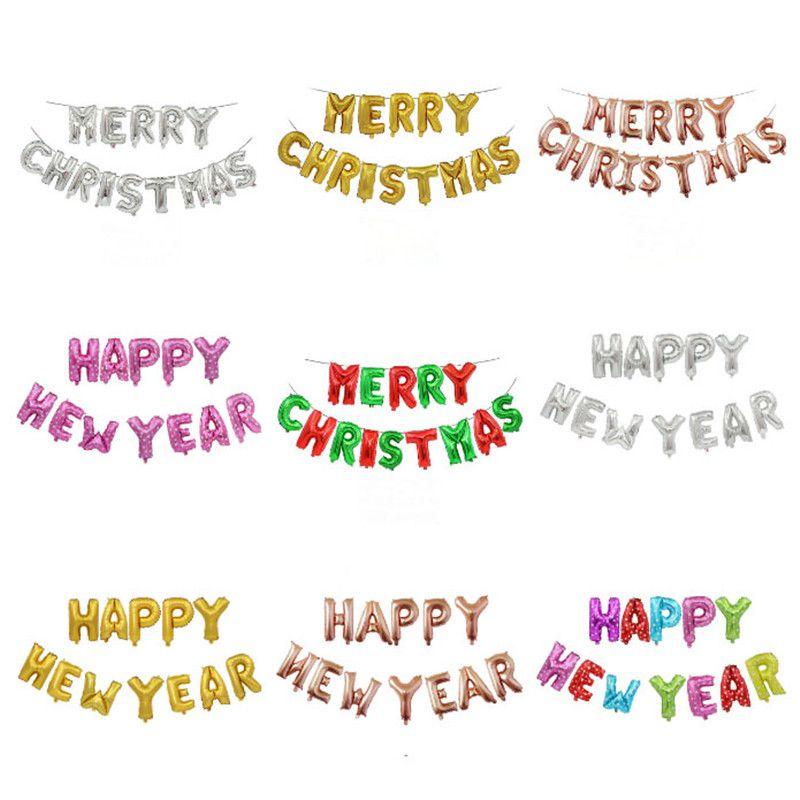 Merry Balloons Christmas Xmas Inflating Banner Happy New Year Party Decoration