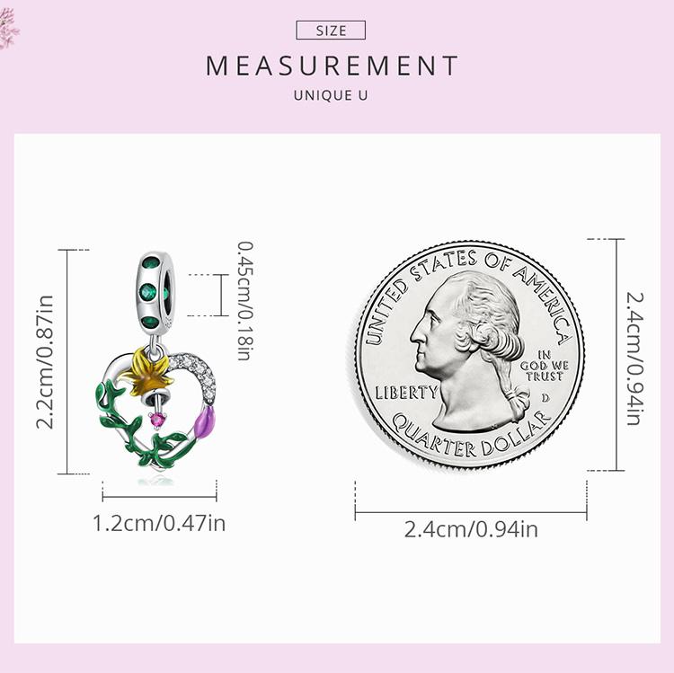 WOSTU 925 Sterling Silver Zircon Hollow Heart Flower Charm Pendant for Women DIY Original 3MM Bracelet Jewelry