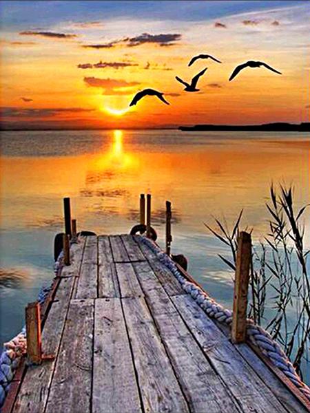 

5D алмазная живопись закат любовь пляж DIY круглый полный комплект алмазной вышивки пейзаж украшение дома ремесла Full Round 20x25CM