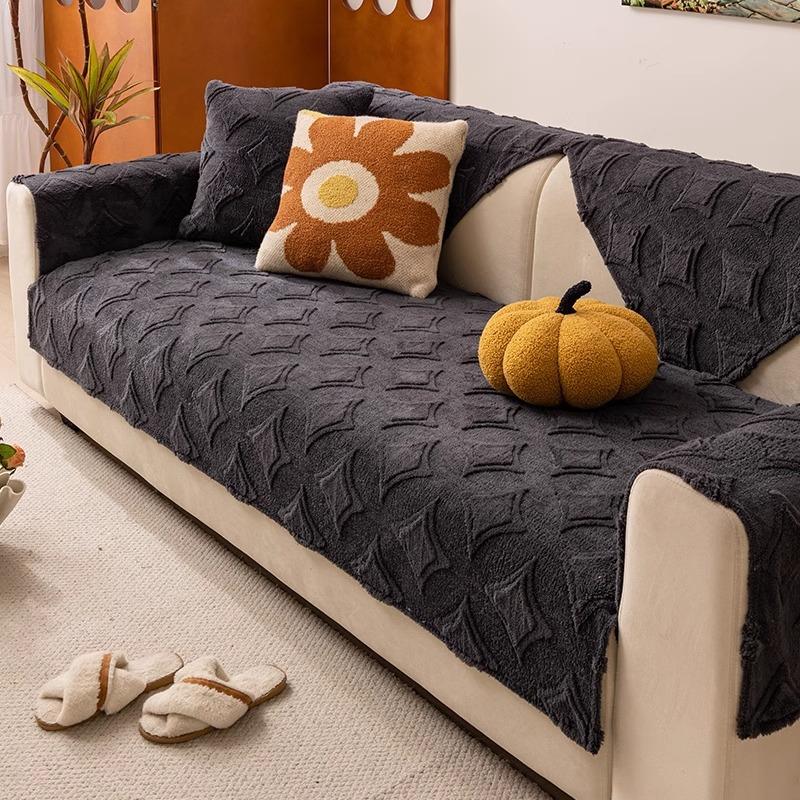 

Shu Cotton Lint Cream Wind Sofa Cushion Advanced Sense Solid Color Non-Slip Seat Cushion Autumn And Winter Thickened Leather Sofa Cover Cover Cloth 70*70cm