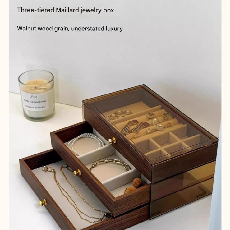 Wood Jewelry Organizers Portable Earring Display Box Necklace Storaging Case for Secure Storage and Travel Convenience