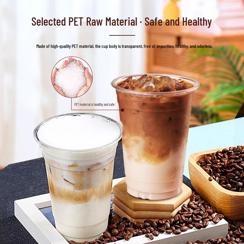 98mm Clear PET Disposable Cups for Cold Drinks, Coffee, Milk Tea & Desserts