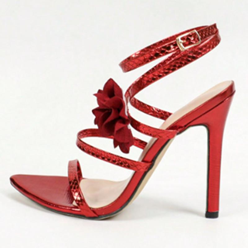 

Модные сандалии на высоком каблуке с завязками на щиколотке и украшением в виде розы, женские летние сексуальные сандалии-слайдеры с острым носком и открытым носком, модные банкетные туфли для платья 43 красный