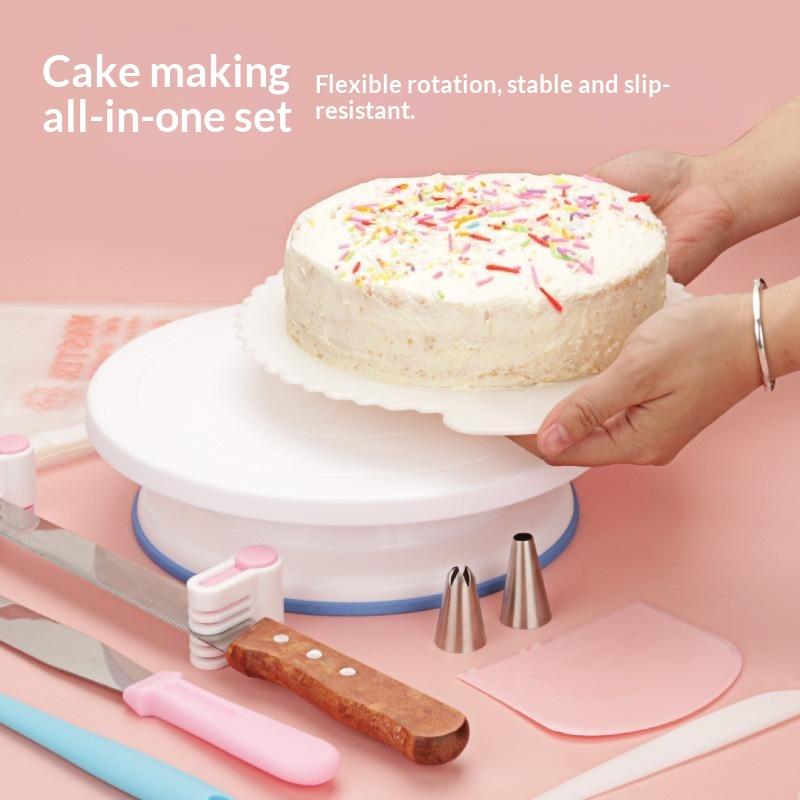 Plastic Cake Decorating Turntable Non Slip Base Smooth Rotation Perfect For Home Baking Pastry Making