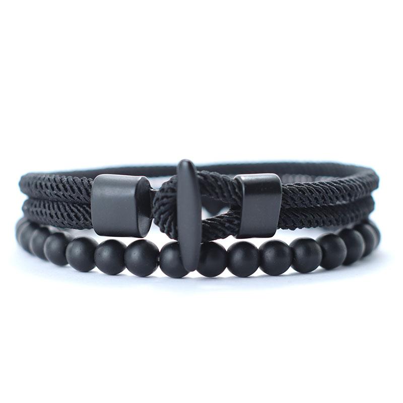 2 Buc/Set Piatră Onix Natural 6mm Brățară Bărbătească Simplă Margele Frânghie Milan Set Brățară Fashion Bărbați Femei Cuplu Bijuterii Alamă