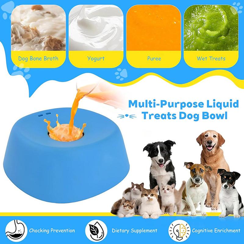 Dog Liquid Lick Bowl With Slow Feeder Design With Silicone Anti Slip Bowl Detachable Easy Cleaning For Wet Food And Bone Broth
