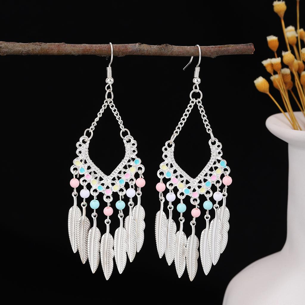 Geometric Round Ethnic Style Earrings, Long Fringed Earrings For Bohemian Retro Tourist Attractions